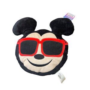 Disney Emoji Mickey Mouse Plush Pillow 14" With Red Sunglasses New With Tags